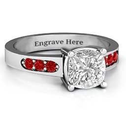 Cushion Cut Solitaire with Accents Ring