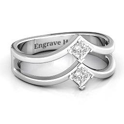 Peaks and Valleys Geometric Ring With Princess Stones