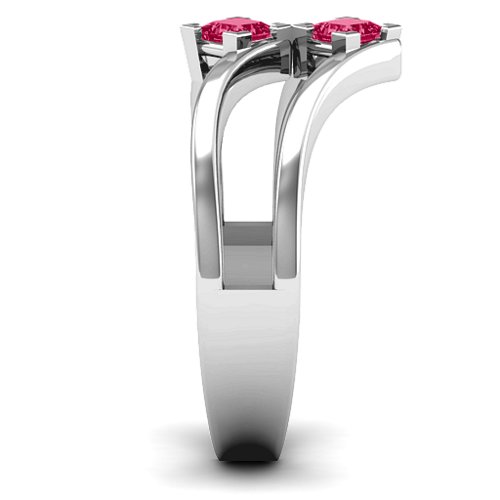 Peaks and Valleys Geometric Ring With Princess Stones – Sterling Silver with Ruby
