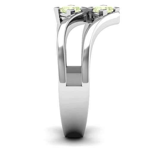 Peaks and Valleys Geometric Ring With Princess Stones – Sterling Silver with Peridot