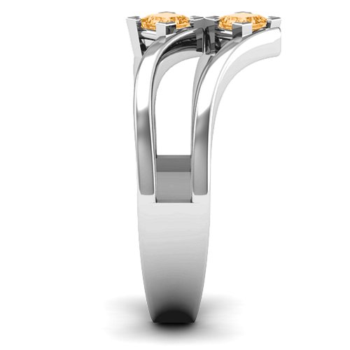 Peaks and Valleys Geometric Ring With Princess Stones – Sterling Silver with Citrine