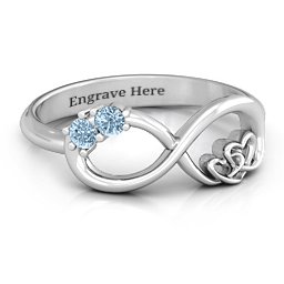 Double the Love Infinity Ring in 925 Sterling Silver with Aquamarine