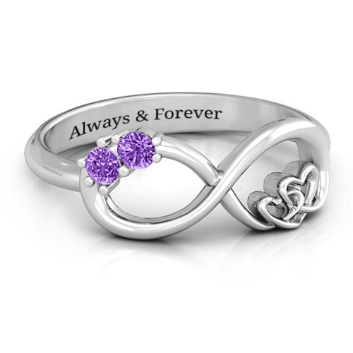 Double the Love Infinity Ring – Sterling Silver with Amethyst