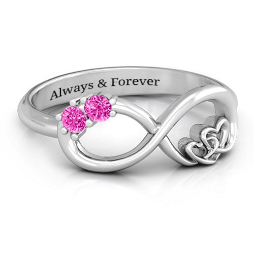 Double the Love Infinity Ring – Sterling Silver with Pink Tourmaline