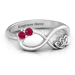 Double the Love Infinity Ring in 925 Sterling Silver with Ruby
