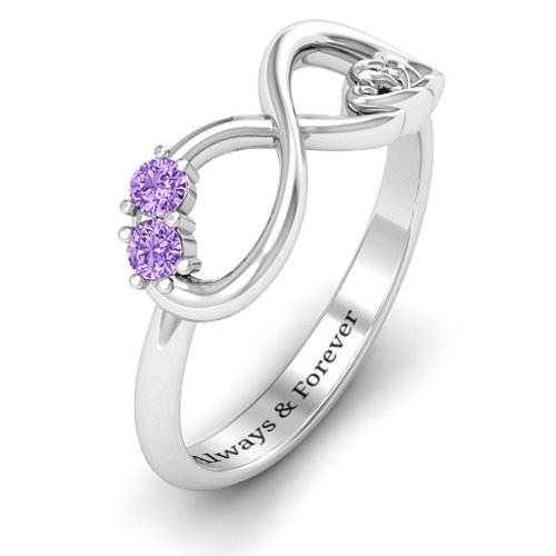 Double the Love Infinity Ring – Sterling Silver with Amethyst