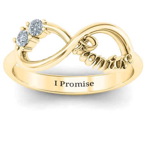 Two Stone Promise Infinity Ring – 10K Yellow Gold with Cubic Zirconia