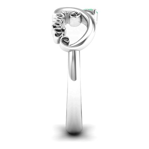 Two Stone Promise Infinity Ring – Sterling Silver with Emerald