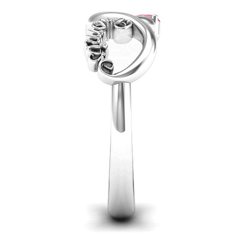 Two Stone Promise Infinity Ring – Sterling Silver with Ruby