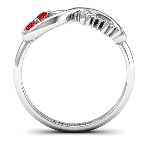 Two Stone Promise Infinity Ring – Sterling Silver with Garnet