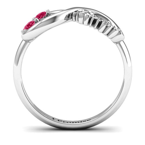 Two Stone Promise Infinity Ring – Sterling Silver with Ruby