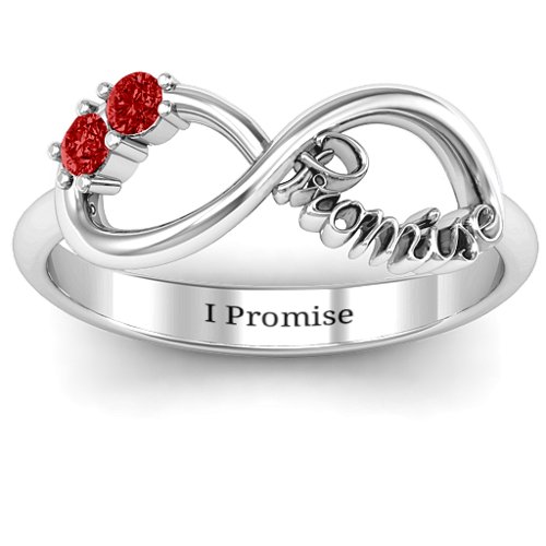 Two Stone Promise Infinity Ring – Sterling Silver with Garnet