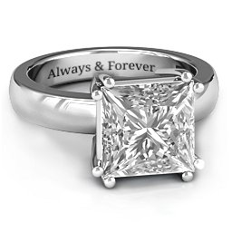 Basket Set Princess Cut Solitaire Ring in 925 Sterling Silver with White Premium Zirconia