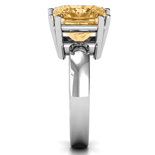 Basket Set Princess Cut Solitaire Ring – Sterling Silver with Fancy Yellow Premium Zirconia