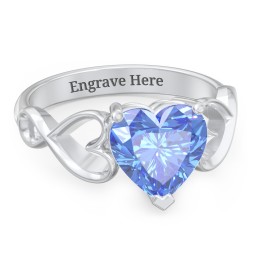 Heart Shaped Stone with Interwoven Heart Infinity Band Ring