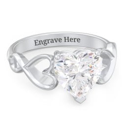 Heart Shaped Stone with Interwoven Heart Infinity Band Ring