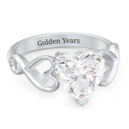 Heart Shaped Stone with Interwoven Heart Infinity Band Ring