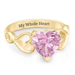 Heart Shaped Stone with Interwoven Heart Infinity Band Ring