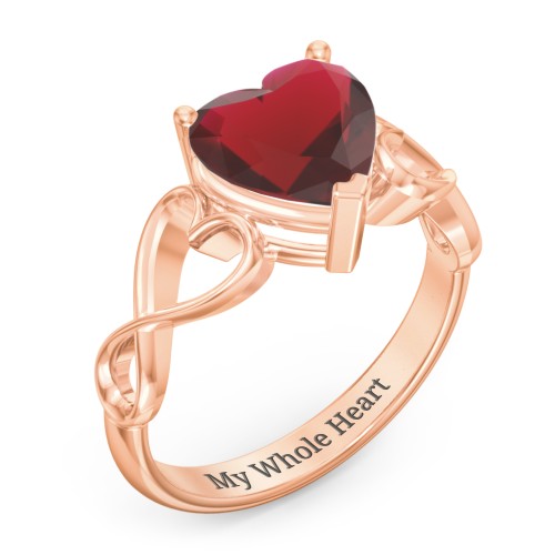 Heart Shaped Stone with Interwoven Heart Infinity Band Ring
