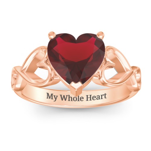 Heart Shaped Stone with Interwoven Heart Infinity Band Ring