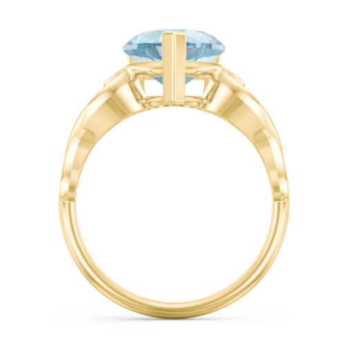 Heart Shaped Stone with Interwoven Heart Infinity Band Ring – 18K Gold Plated Silver with Fancy Blue Premium Zirconia