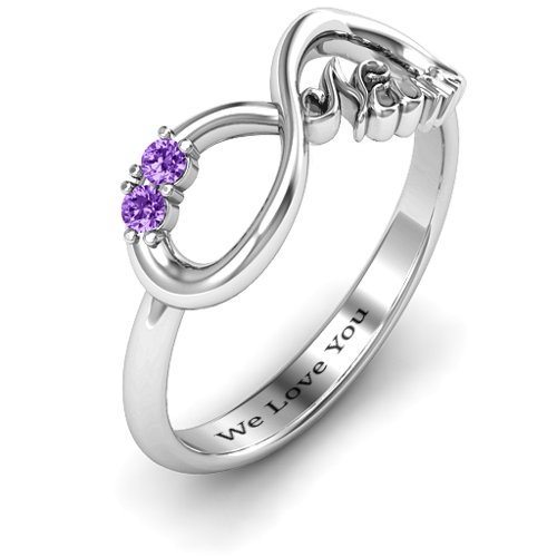 2-10 Stone Nana Infinity Ring – Sterling Silver with Amethyst