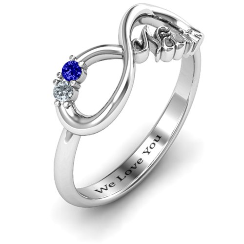 2-10 Stone Nana Infinity Ring – Sterling Silver with Blue Sapphire and Cubic Zirconia