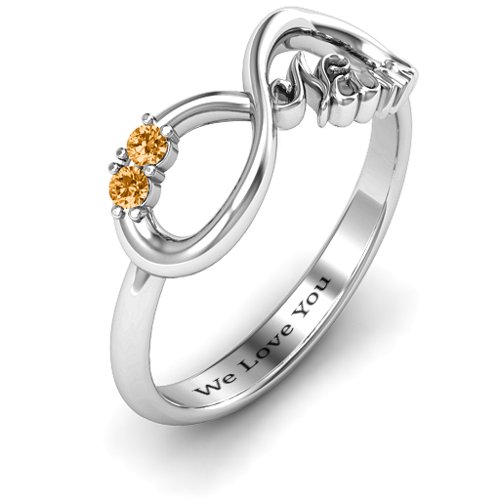 2-10 Stone Nana Infinity Ring – Sterling Silver with Citrine