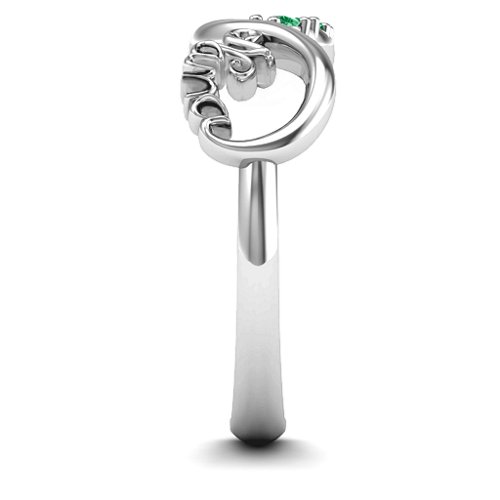 2-10 Stone Nana Infinity Ring – Sterling Silver with Emerald