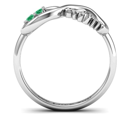 2-10 Stone Nana Infinity Ring – Sterling Silver with Emerald
