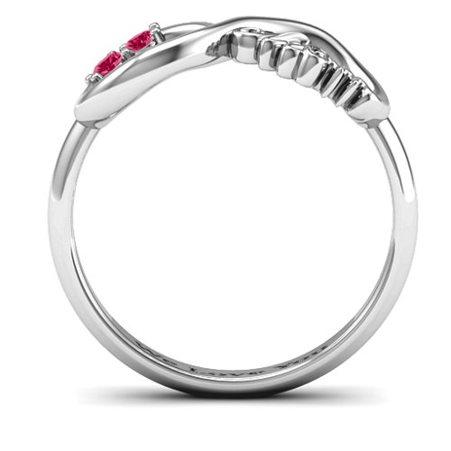 2-10 Stone Nana Infinity Ring – Sterling Silver with Ruby