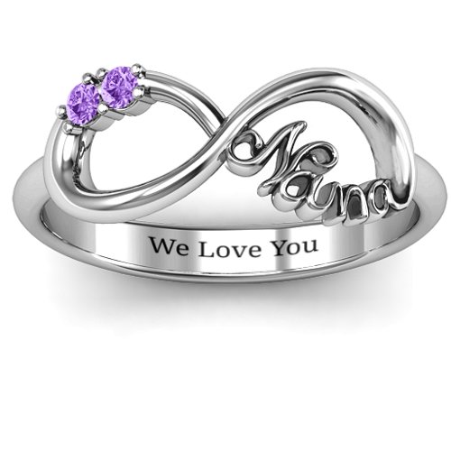 2-10 Stone Nana Infinity Ring – Sterling Silver with Amethyst