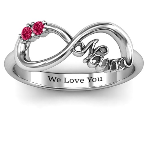 2-10 Stone Nana Infinity Ring – Sterling Silver with Ruby