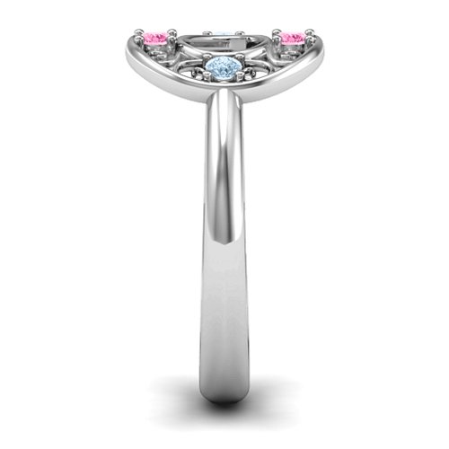 Chai Filigree Ring – Sterling Silver with Pink Tourmaline and Aquamarine