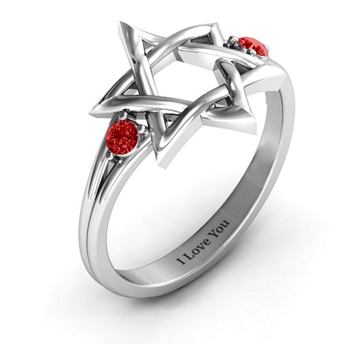 Classic Star of David Ring – Sterling Silver with Garnet