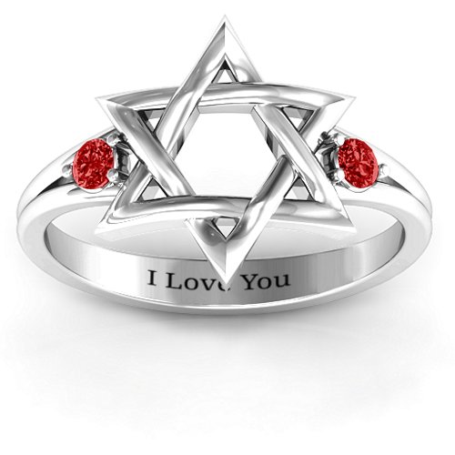 Classic Star of David Ring – Sterling Silver with Garnet