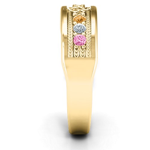 Star of David Band Ring – 10K Yellow Gold with Pink Tourmaline, Cubic Zirconia, and Citrine