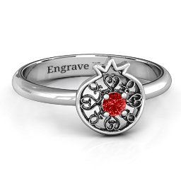 Pomegranate with Filigree Ring in 925 Sterling Silver with Garnet
