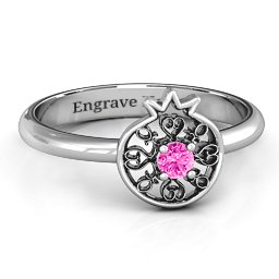Pomegranate with Filigree Ring in 925 Sterling Silver with Pink Tourmaline
