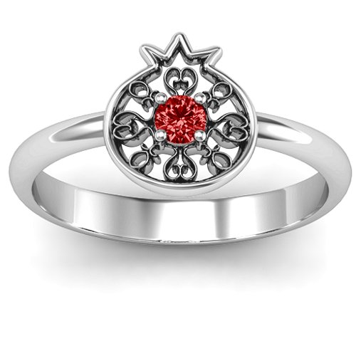Pomegranate with Filigree Ring – Sterling Silver with Garnet
