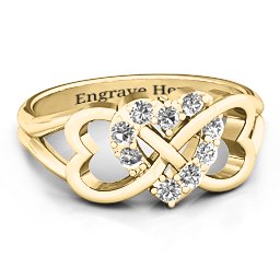 Birthstone Triple Heart Infinity Ring