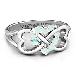 Birthstone Triple Heart Infinity Ring