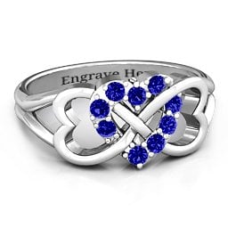 Birthstone Triple Heart Infinity Ring