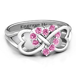 Birthstone Triple Heart Infinity Ring