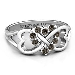 Birthstone Triple Heart Infinity Ring