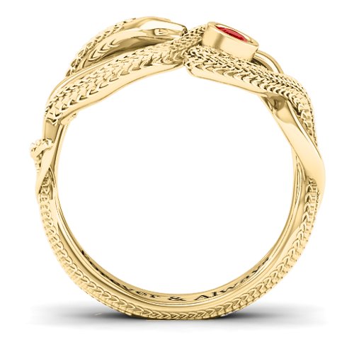 Guardian Snake Ring – 10K Yellow Gold with Garnet