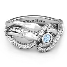 Guardian Snake Ring in 925 Sterling Silver with Aquamarine
