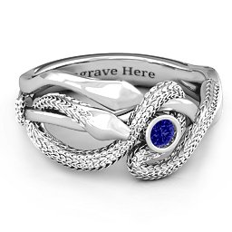 Guardian Snake Ring in 925 Sterling Silver with Blue Sapphire