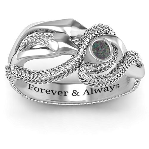 Guardian Snake Ring – Sterling Silver with Alexandrite