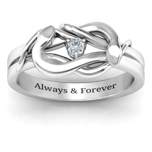 Snake Lover's Knot Ring – Sterling Silver with Cubic Zirconia